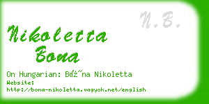 nikoletta bona business card